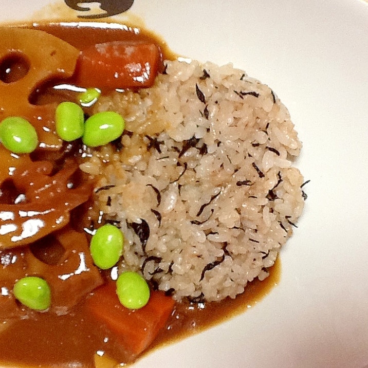 ヒジキご飯de和風根菜カレー